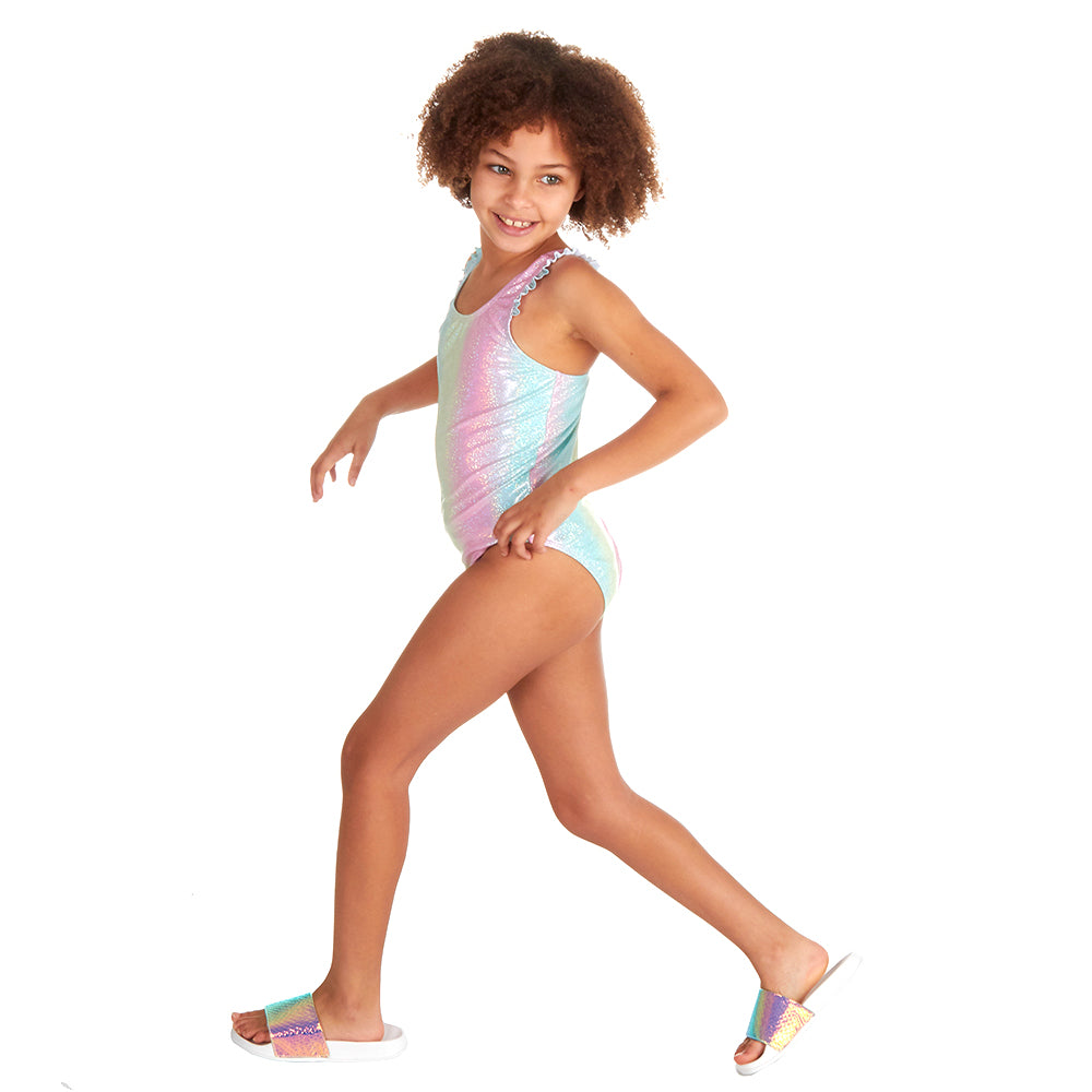 Kids Girls Rainbow One Piece Swimsuit