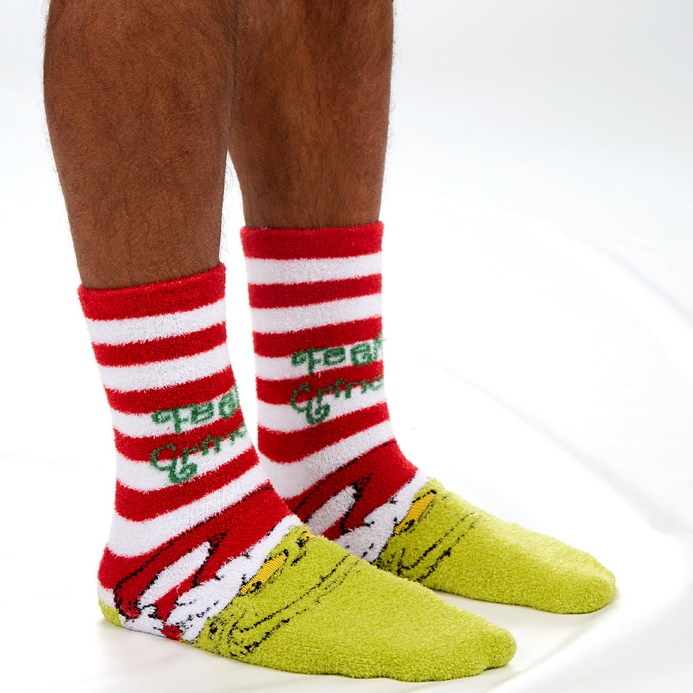 Mens Santa Grinch Fluffy Socks