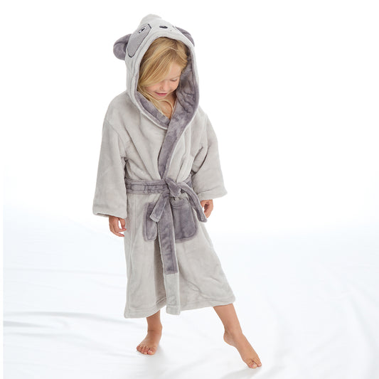 Kids Girls Grey Panda Dressing Gown