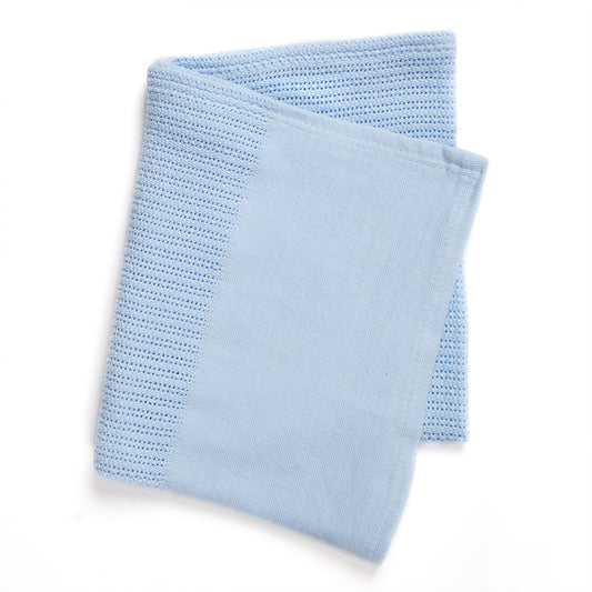 Baby Blue Cellular Panel 100% Cotton Blanket