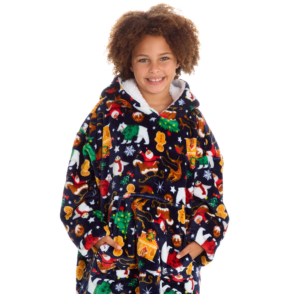 Girls Christmas Blanket Hoodie