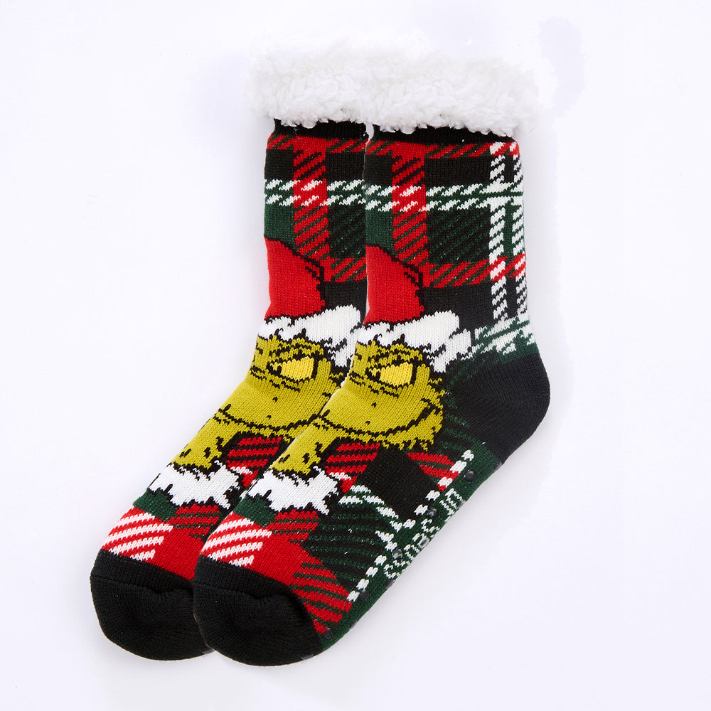Ladies Grinch Chunky Slipper Socks