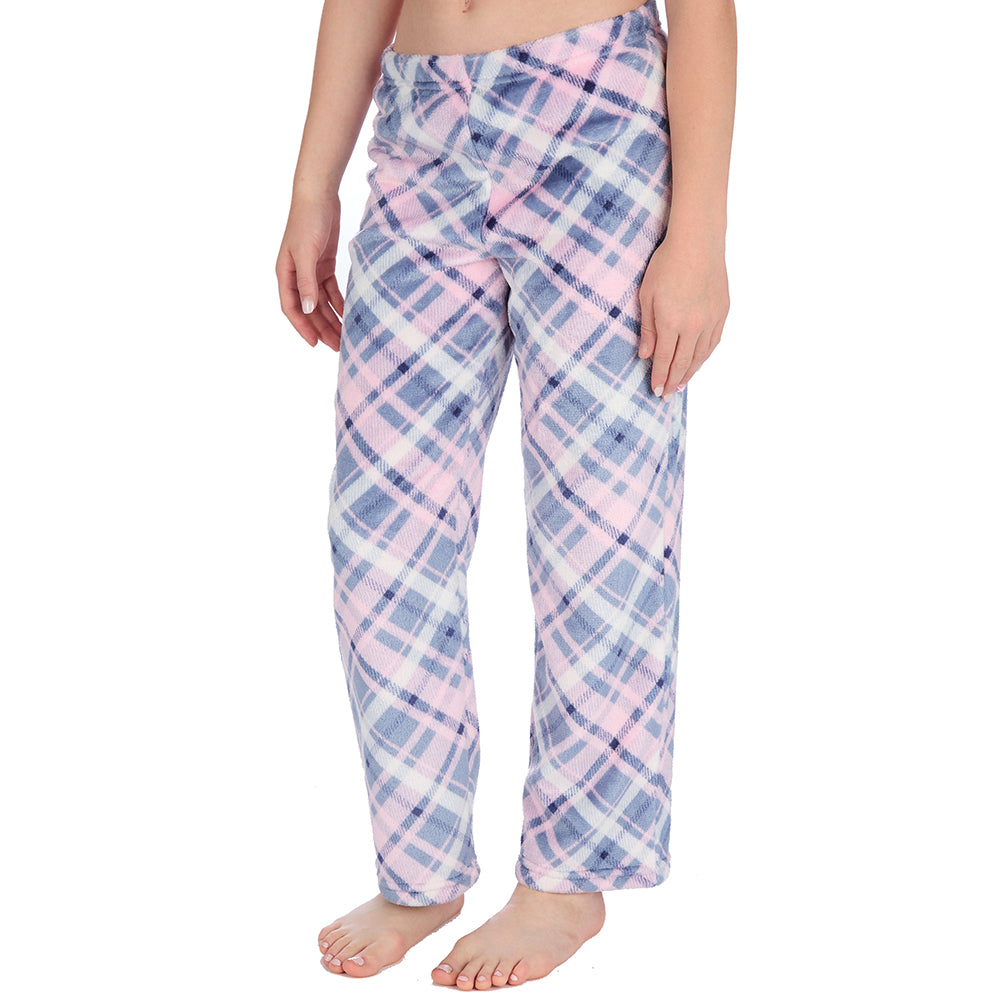 Girls Blue Check Fleece Pyjama Set