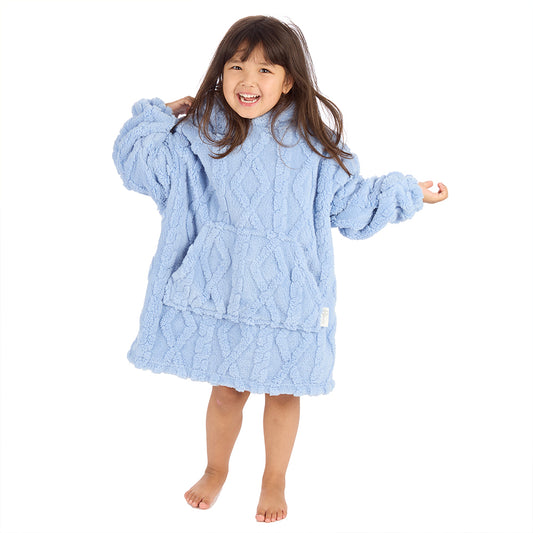 Infant Girls Candy Blue Cable Blanket Hoodie