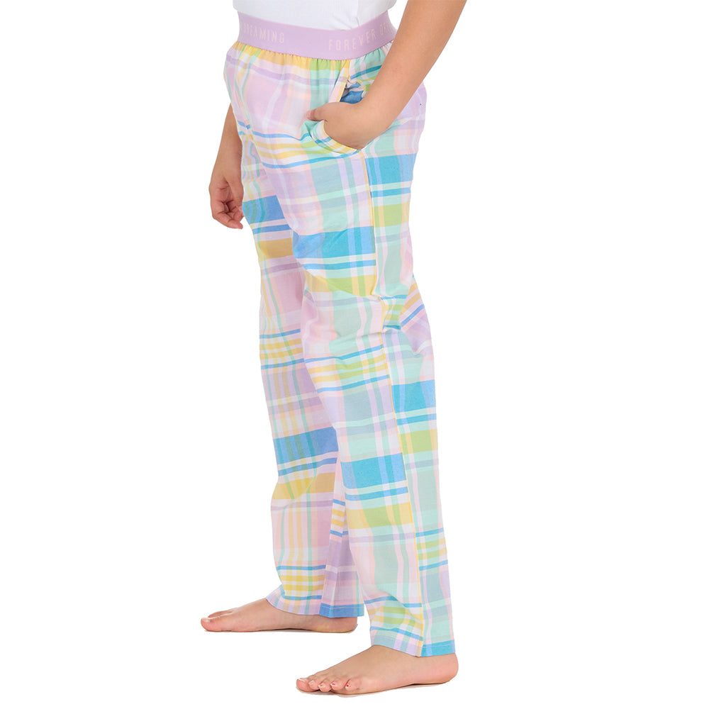 Girls Blush Check Woven Pyjama Bottoms