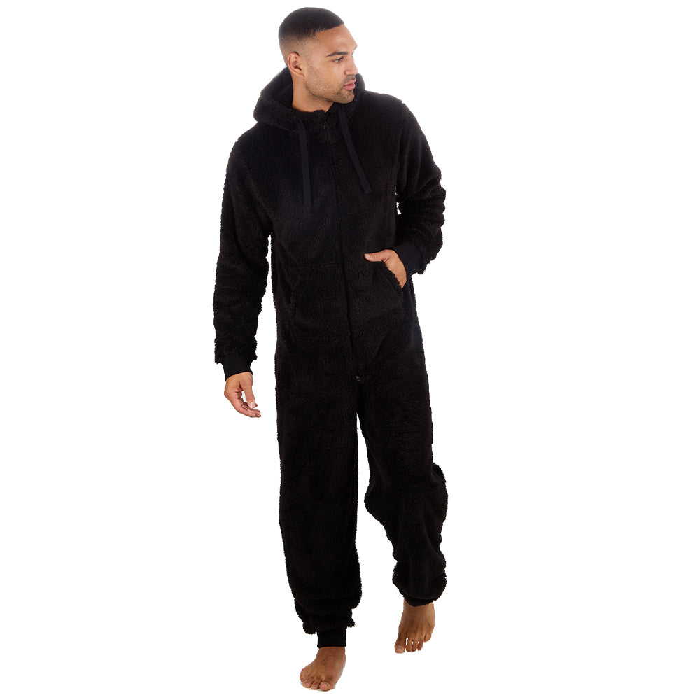 Mens Black Gorilla Fleece Onesie