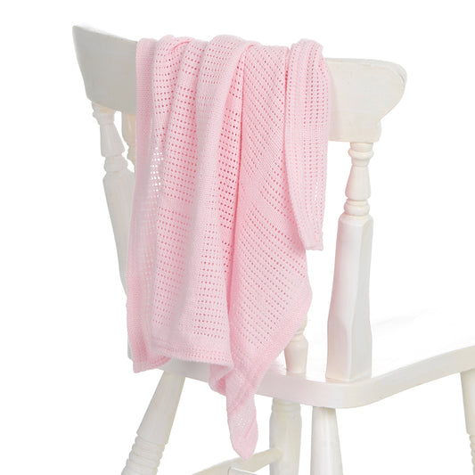 Baby Pink Cellular 100% Cotton Blanket