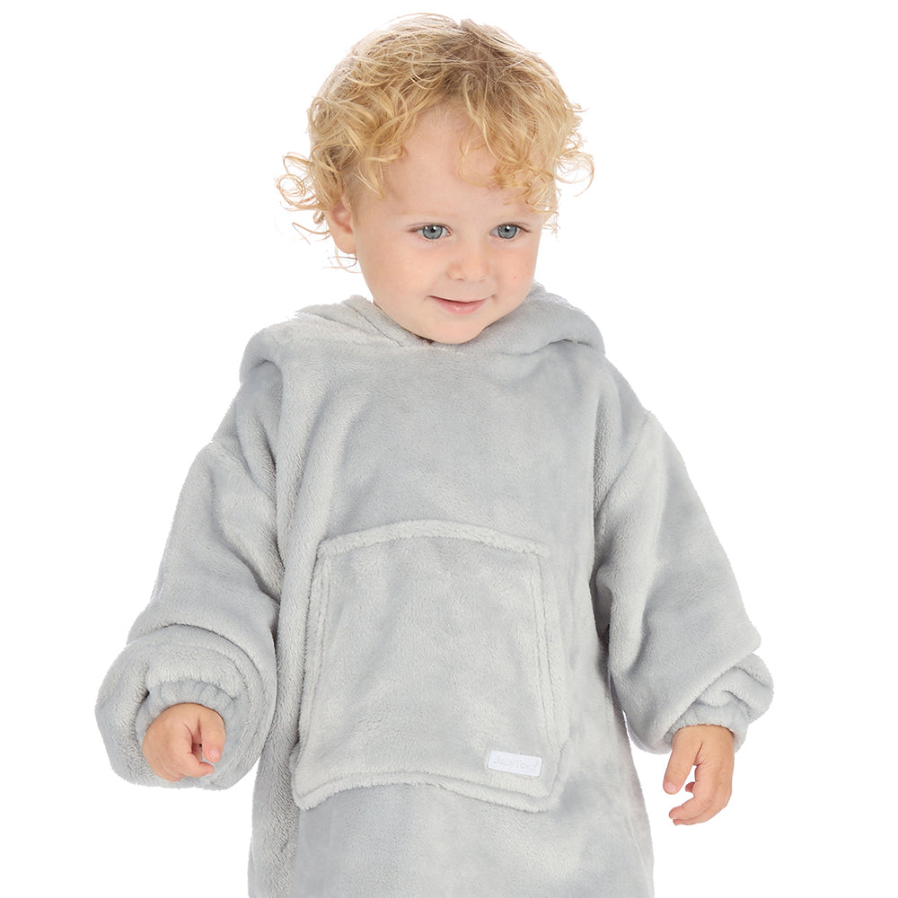 Toddler Bear Ears Silver Grey Blanket Hoodie