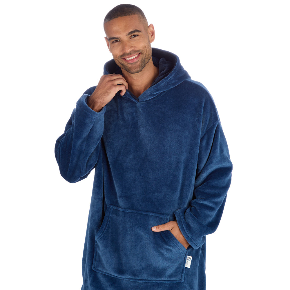 Mens Blue Plain Blanket Hoodie