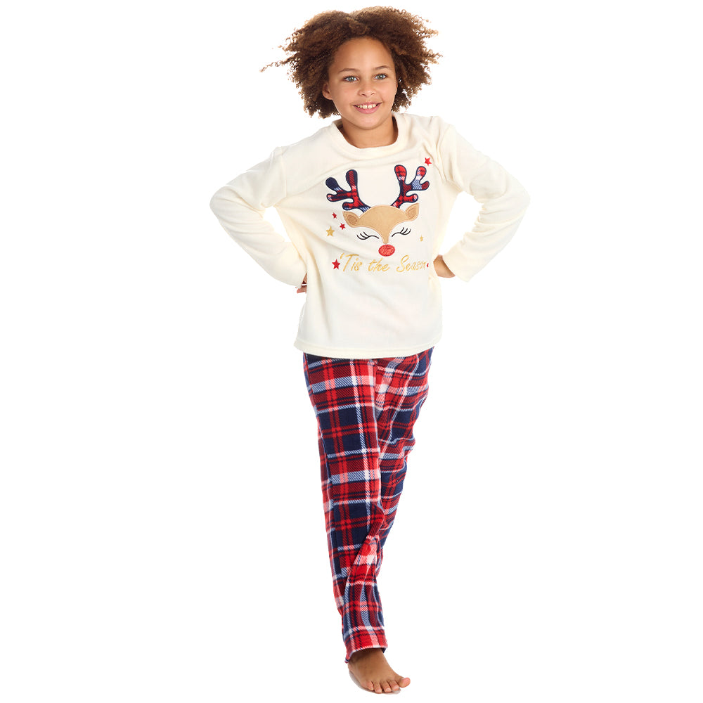 Girls Reindeer Microfleece Pyjama Set