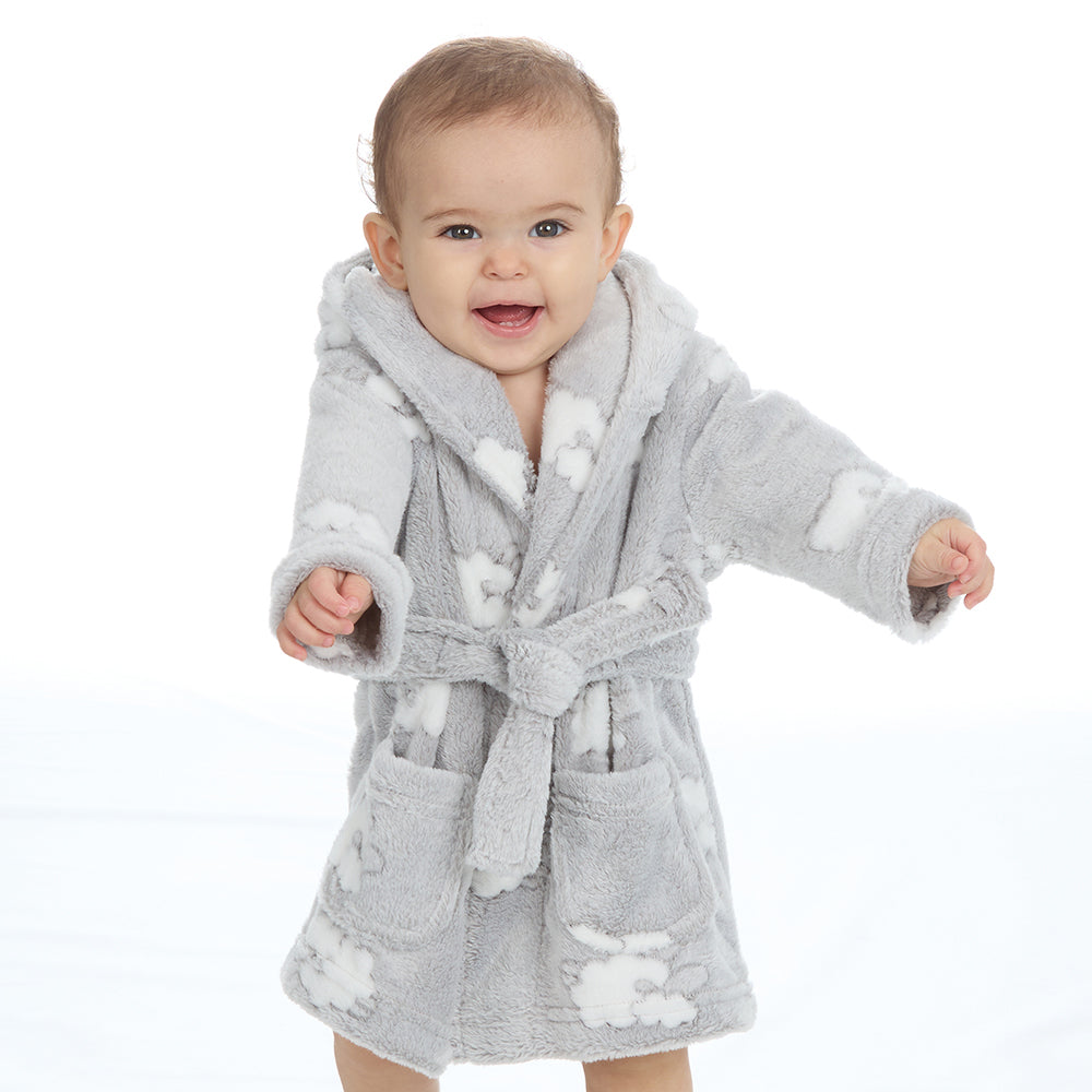 Newborn Baby Grey Lamb Dressing Gown