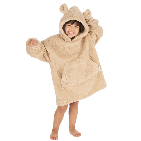 Infant Kids Beige Teddy Bear Textured Blanket Hoodie