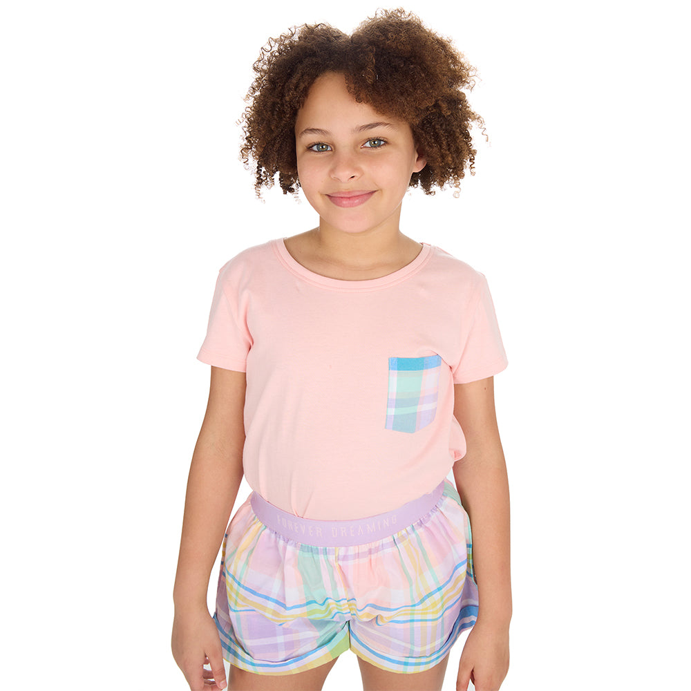 Girls Pastel Coral Short Pyjama Set