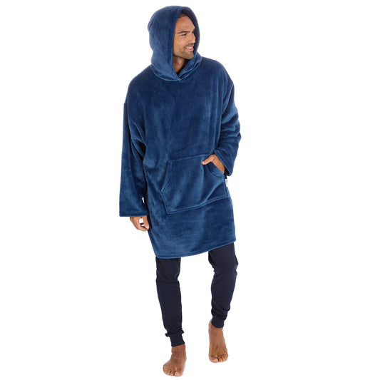 Mens Blue Plain Blanket Hoodie
