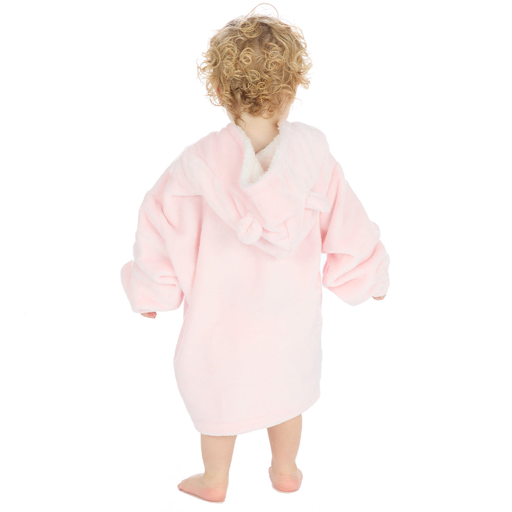 Toddler Bear Ears Light Pink Blanket Hoodie