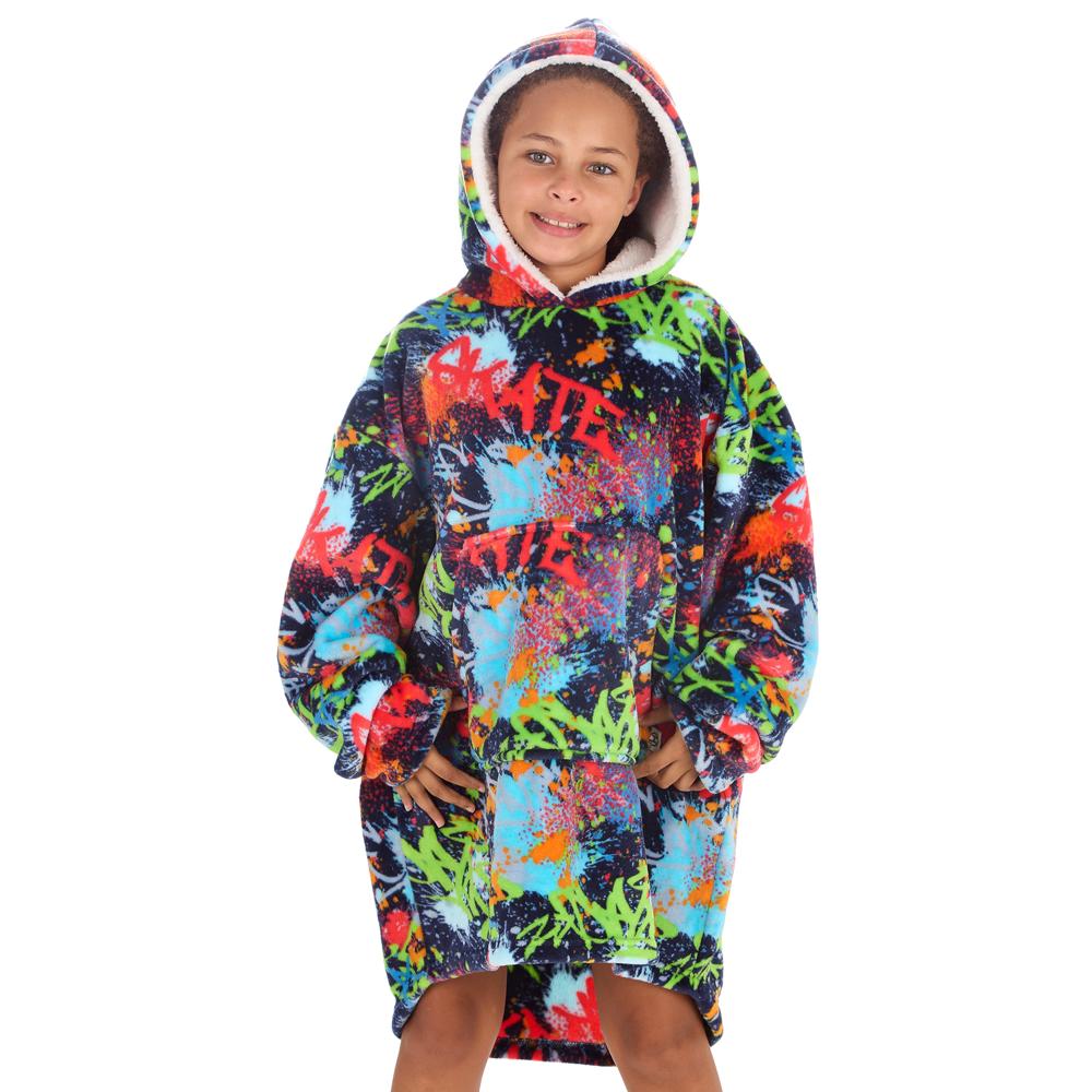 Girls Skater Graffiti Blanket Hoodie