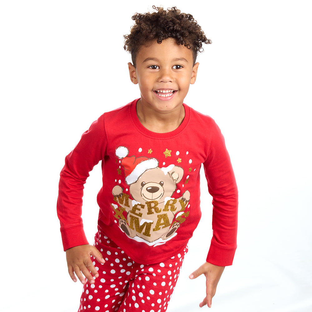 Infant Kids Teddy Christmas Cotton Pyjama Set