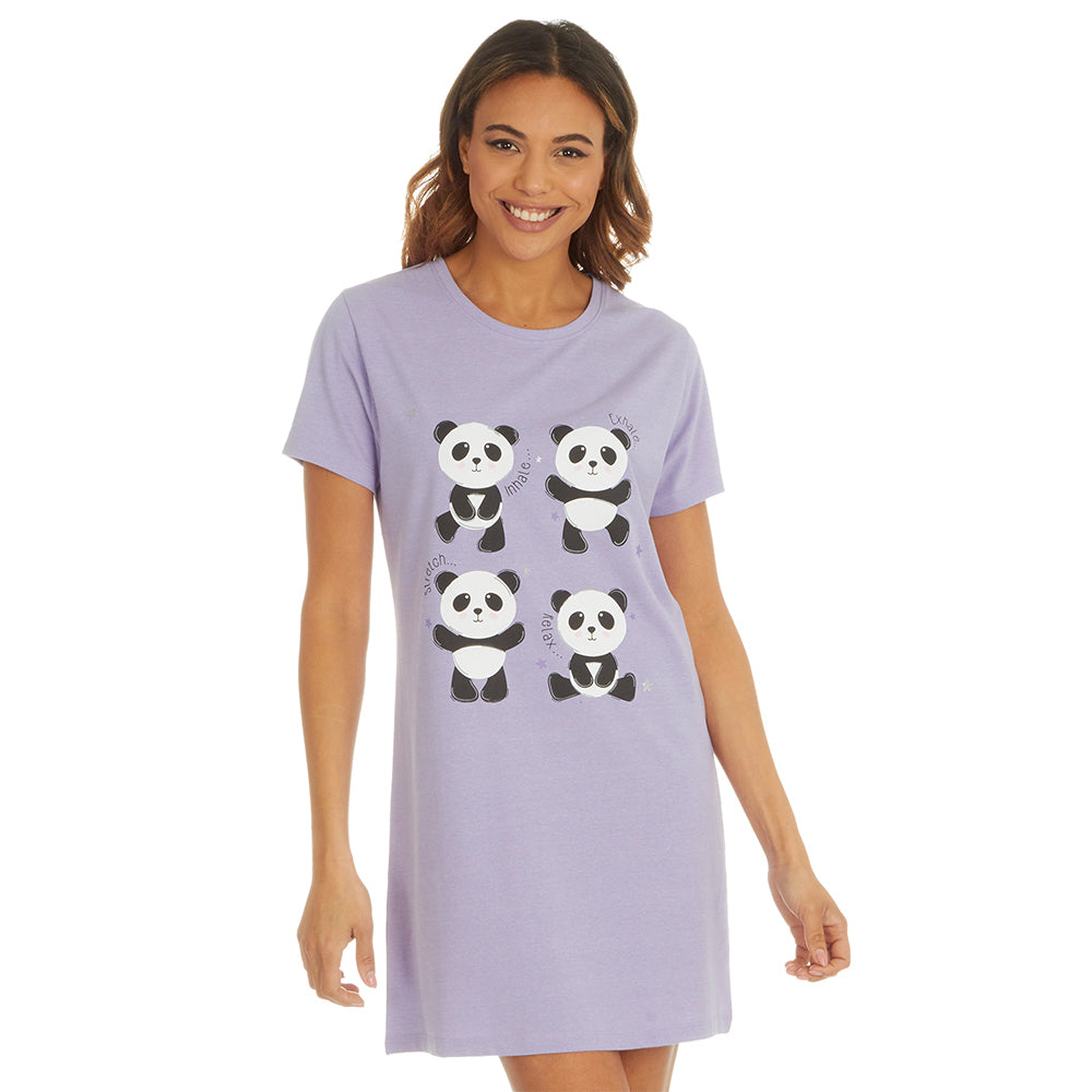 Ladies Short Sleeve Panda Print Nightie