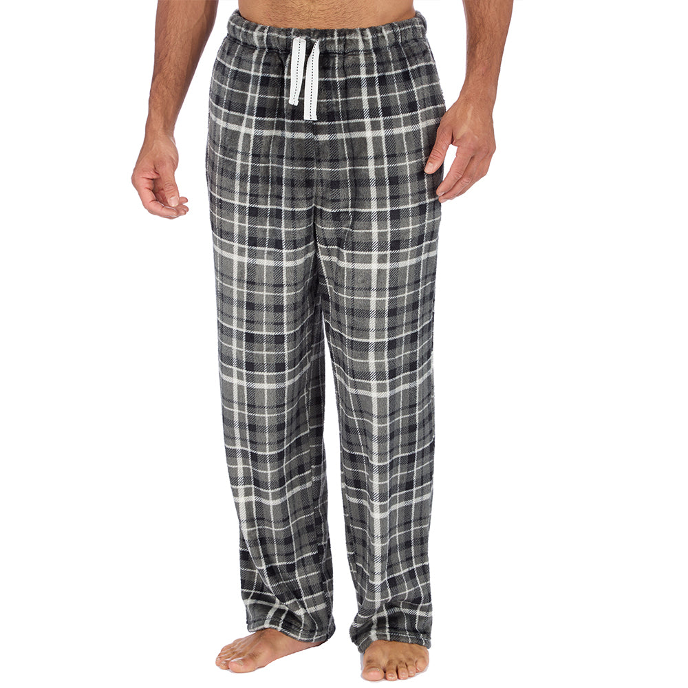 Mens Charcoal Check Fleece Pyjama Bottoms