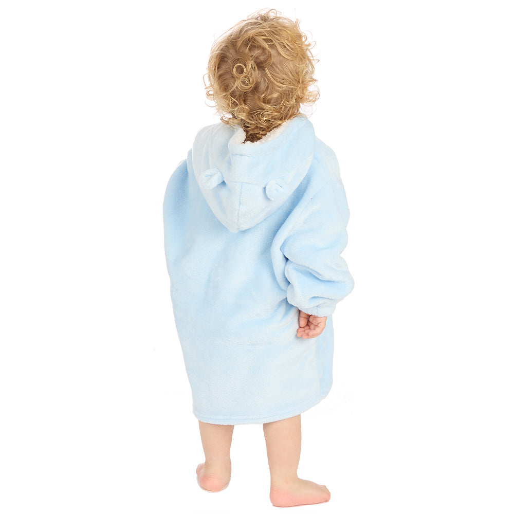 Toddler Bear Ears Sky Blue Blanket Hoodie