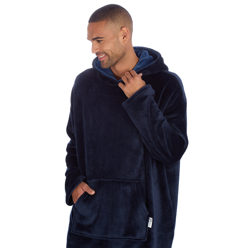 Mens Navy Plain Blanket Hoodie