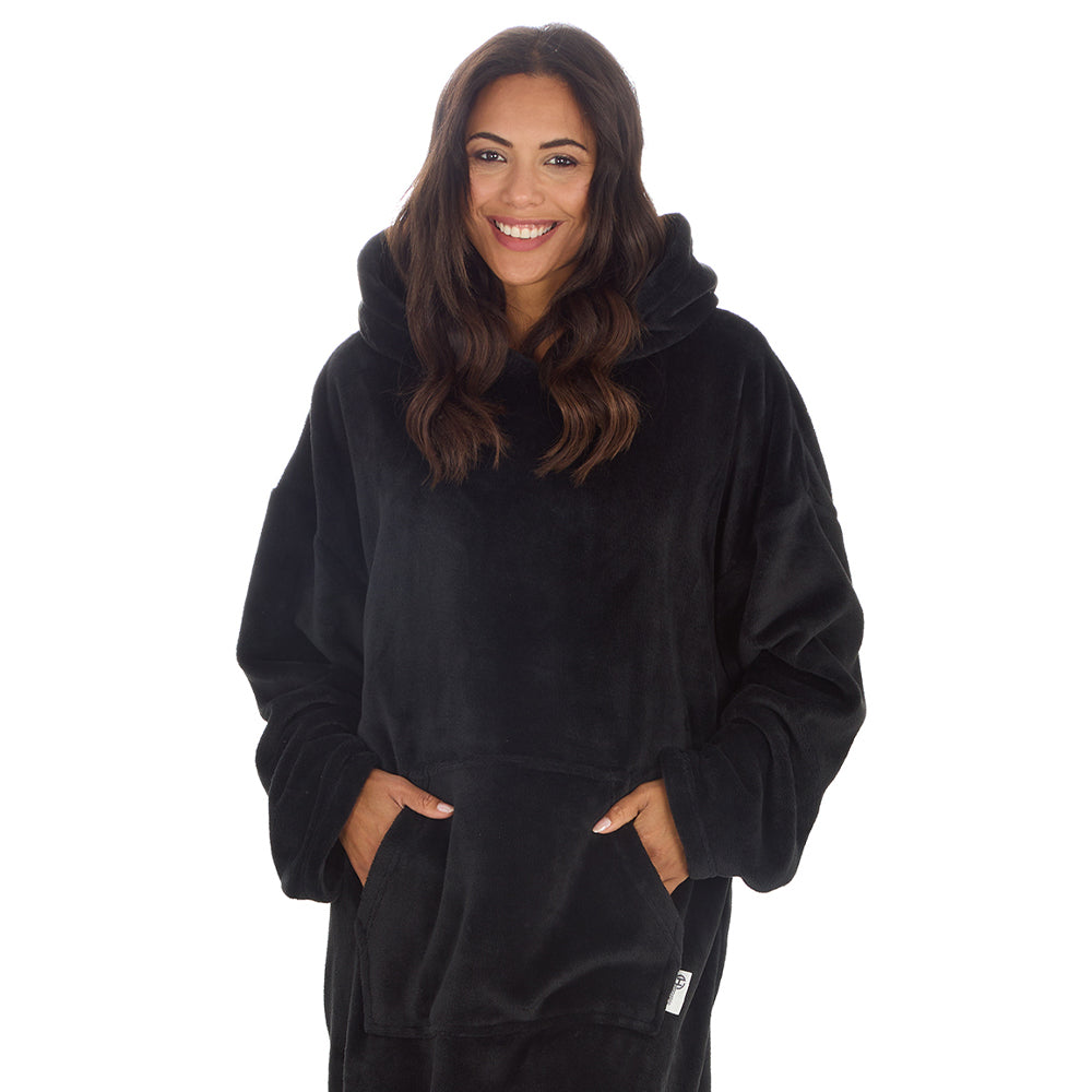 Ladies Shimmer Black Blanket Hoodie