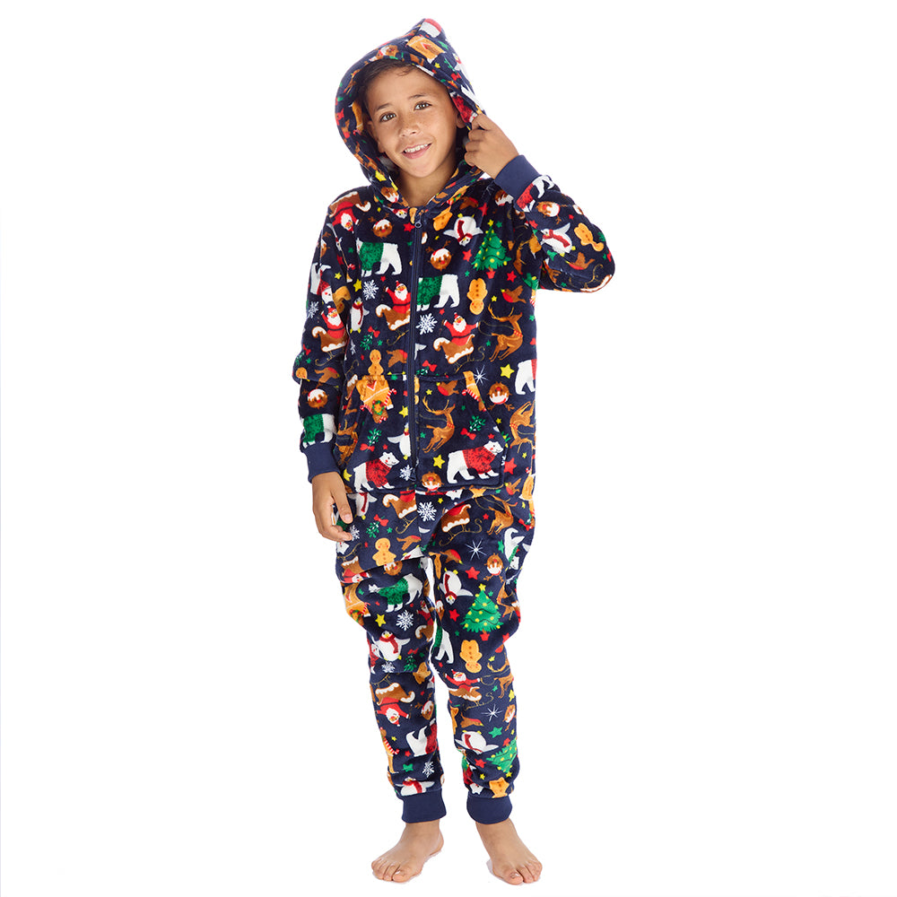 Kids Navy Christmas Onesie