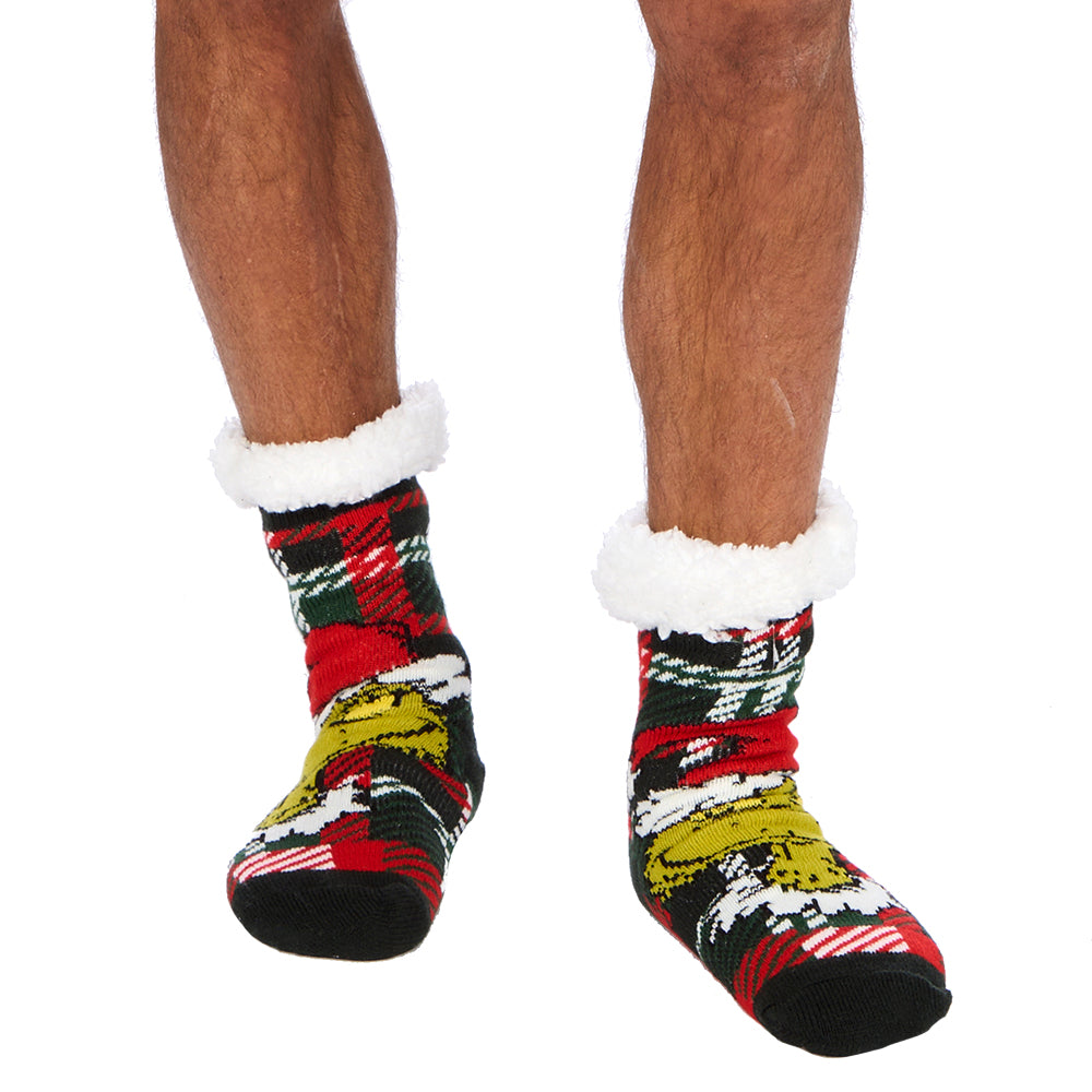Mens Grinch Chunky Slipper Socks