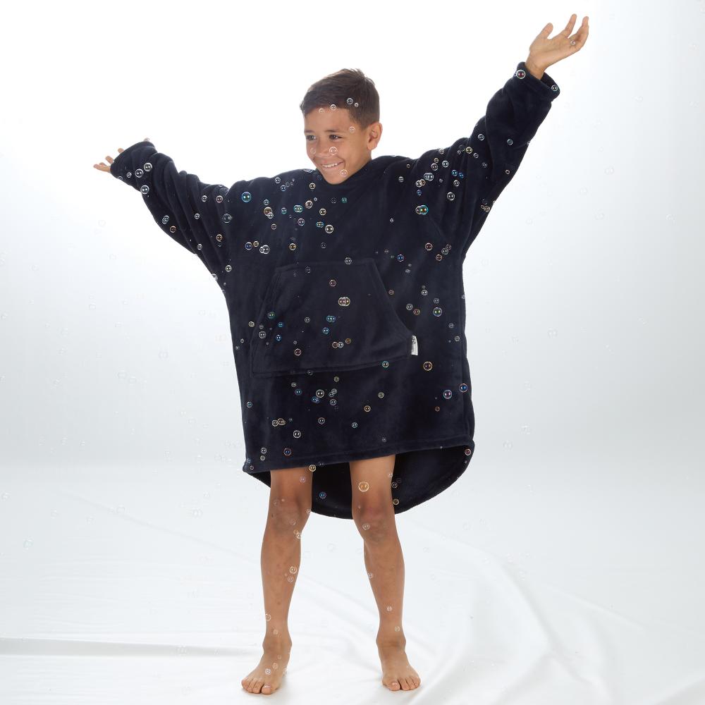 Boys Navy Coral Fleece Blanket Hoodie