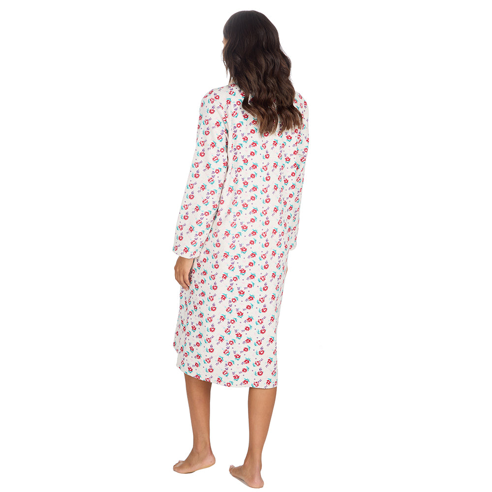 Ladies Cream Winceyette Long Sleeve Nightdress