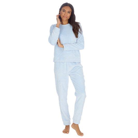 Ladies Baby Blue Fleece Pyjama Set