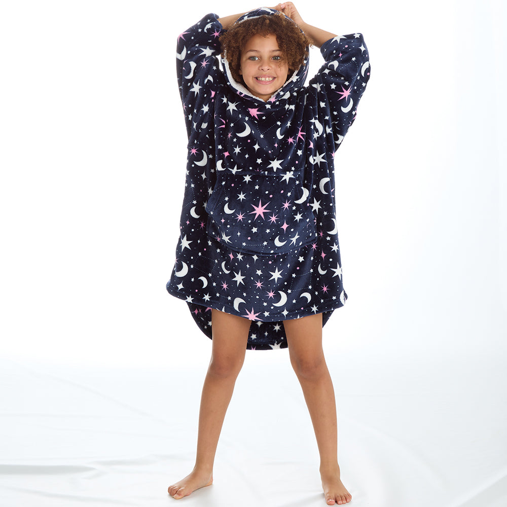 Girls Celestial Navy Blanket Hoodie