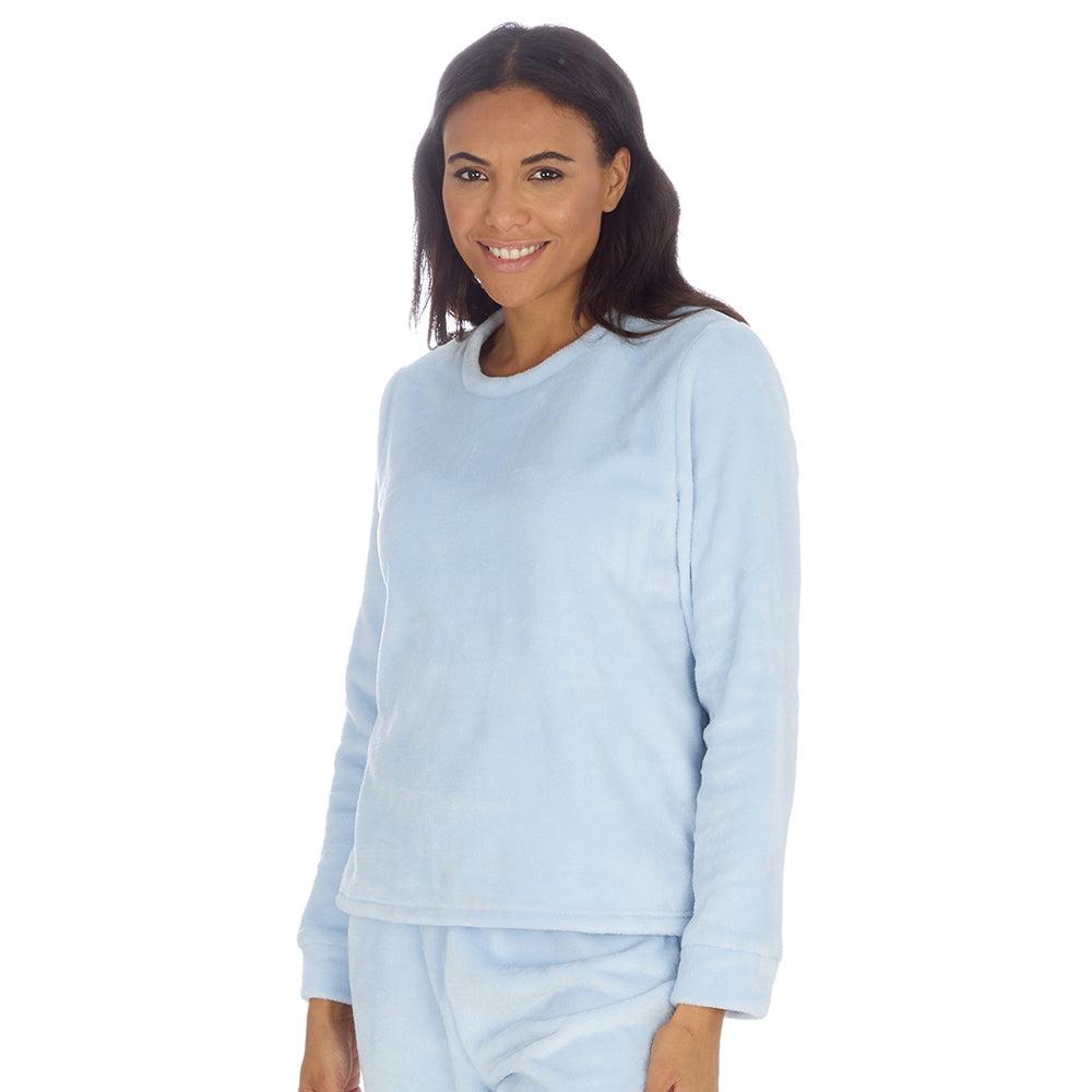 Ladies Baby Blue Fleece Pyjama Set