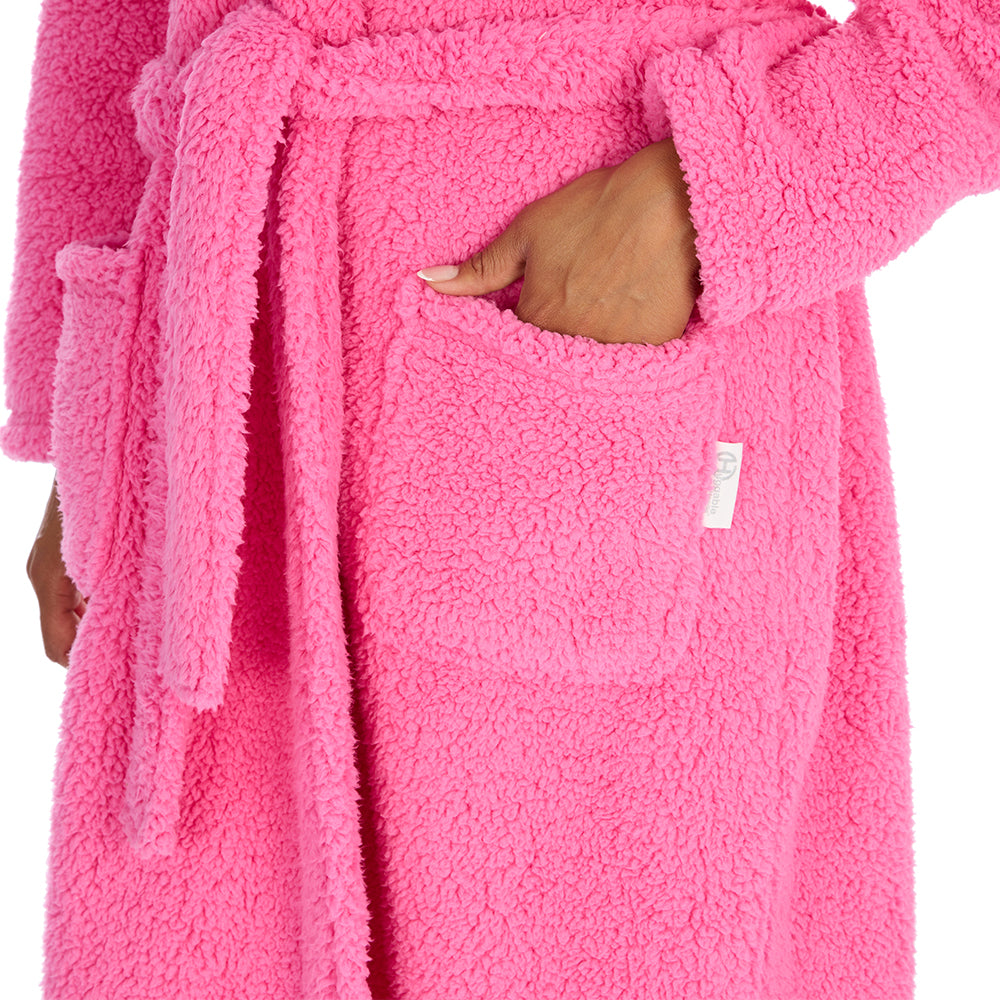 Ladies Bubblegum Teddy Fleece Dressing Gown