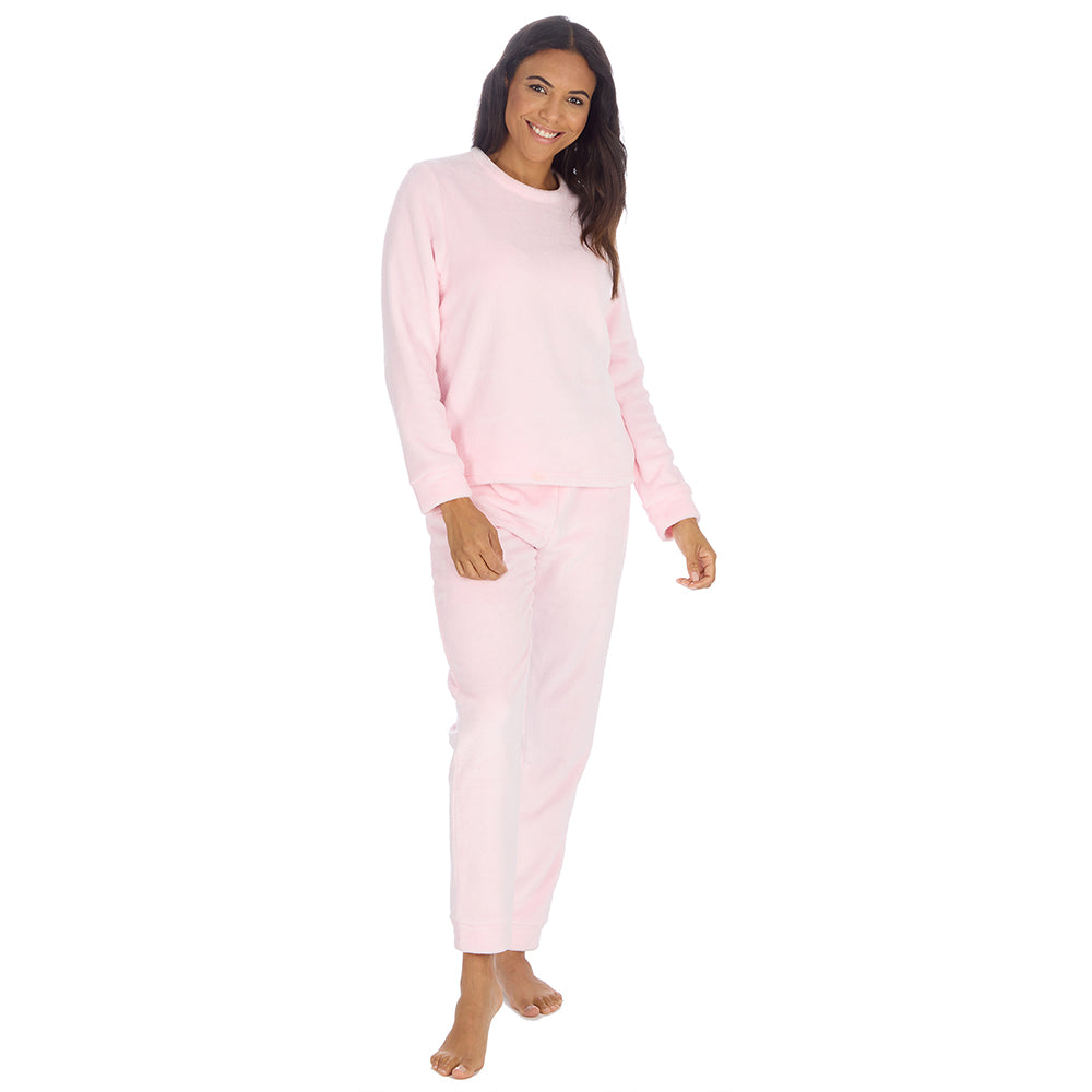 Ladies Baby Pink Fleece Pyjama Set