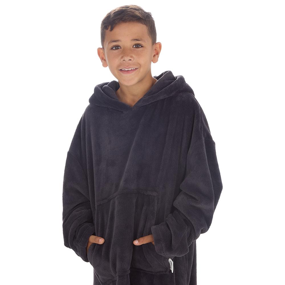 Boys Charcoal Coral Fleece Blanket Hoodie