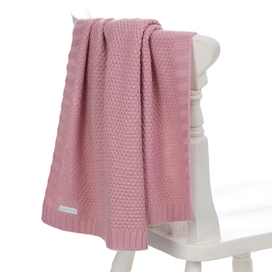 Baby Dusky Pink Knitted Blanket