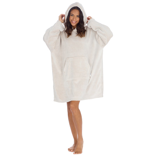 Ladies Frosted Beige Blanket Hoodie