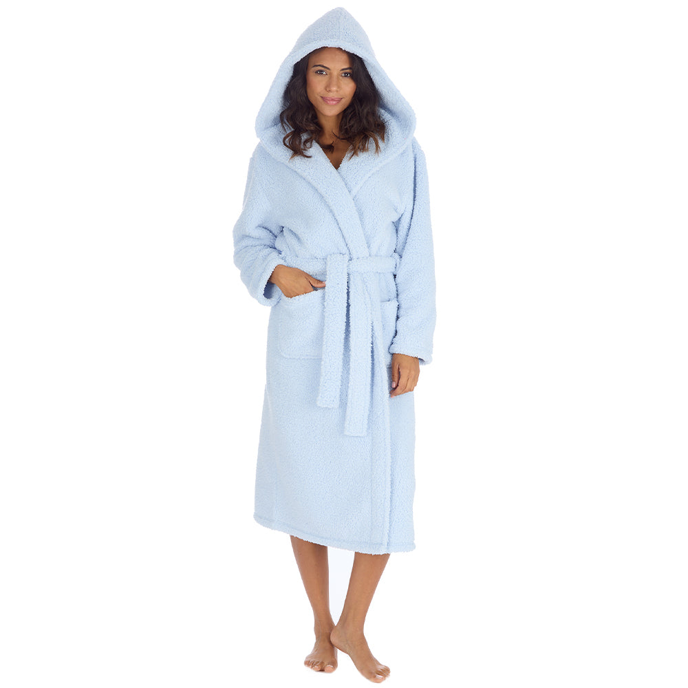 Ladies Baby Blue Teddy Fleece Dressing Gown