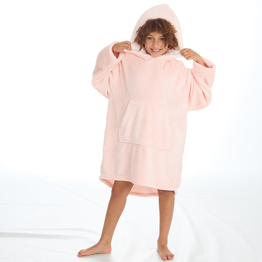 Girls Plain Pink Blanket Hoodie
