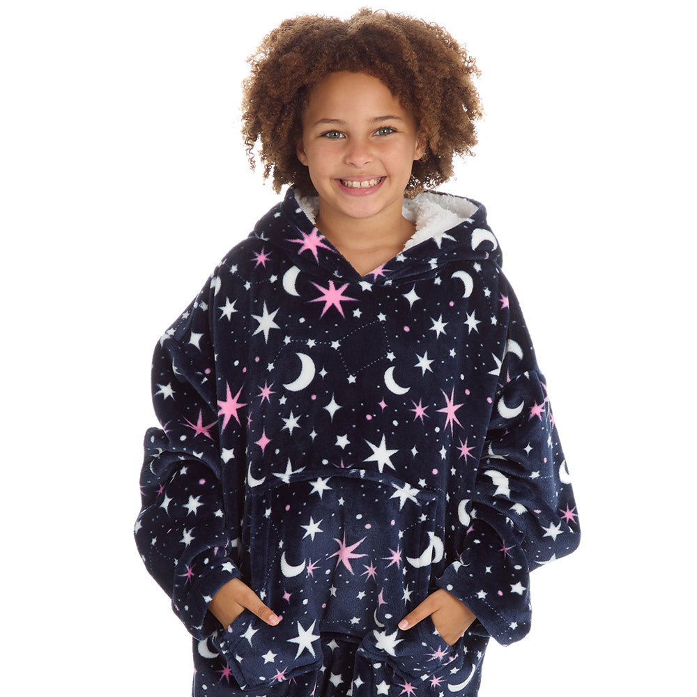 Girls Celestial Navy Blanket Hoodie