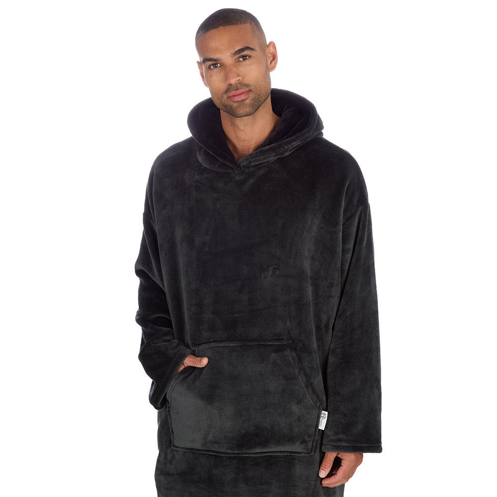 Mens Charcoal Plain Blanket Hoodie