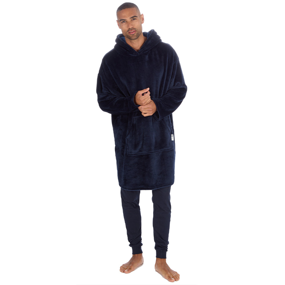 Mens Navy Plain Blanket Hoodie